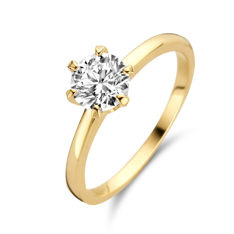 Women's ring with zirconia 6mm gold 585/000