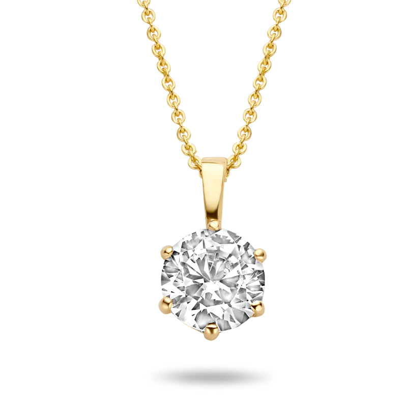 Necklace with pendant zirconia 6mm gold 585/000