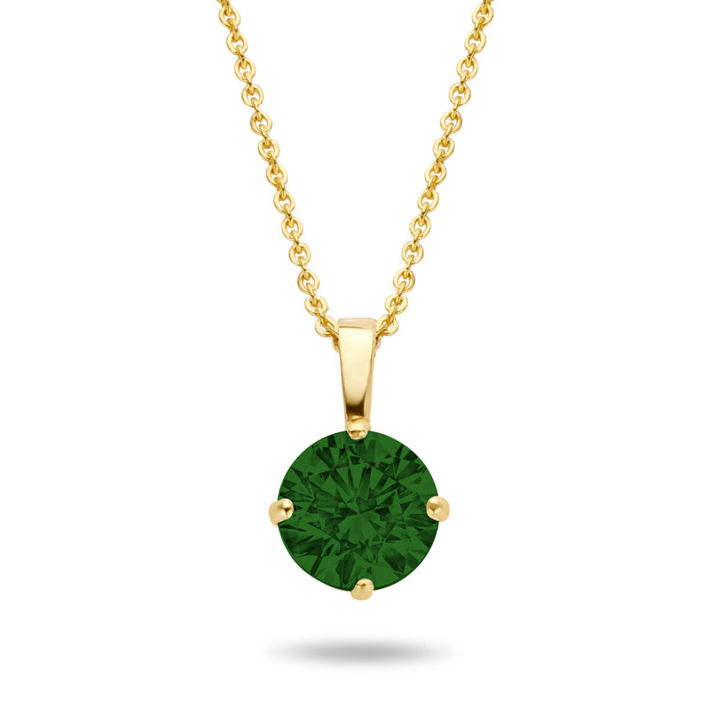 Necklace with pendant zirconia green 4mm gold 585/000