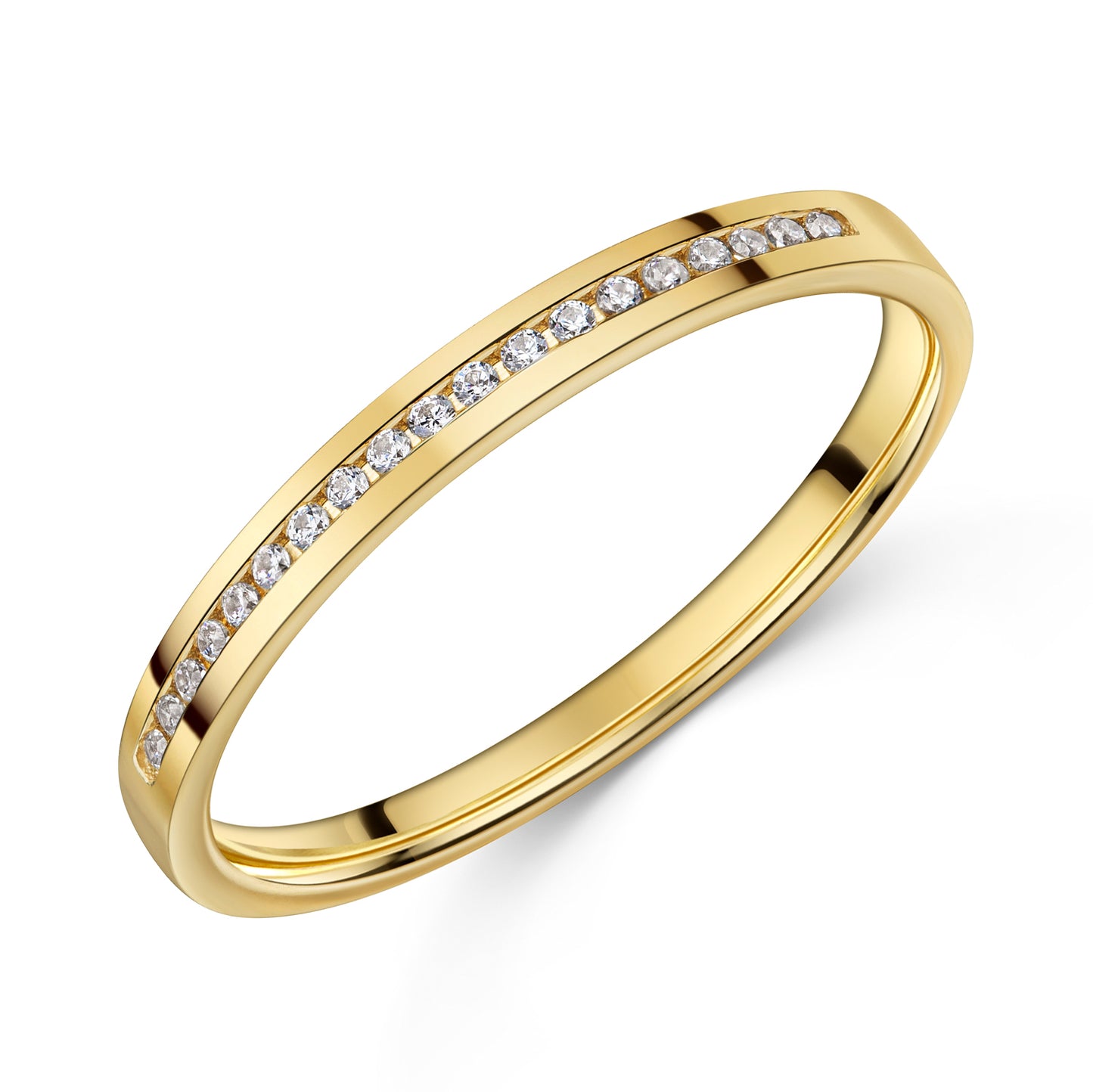 Lovebird memory ring with 17 zirconia gold 333/000