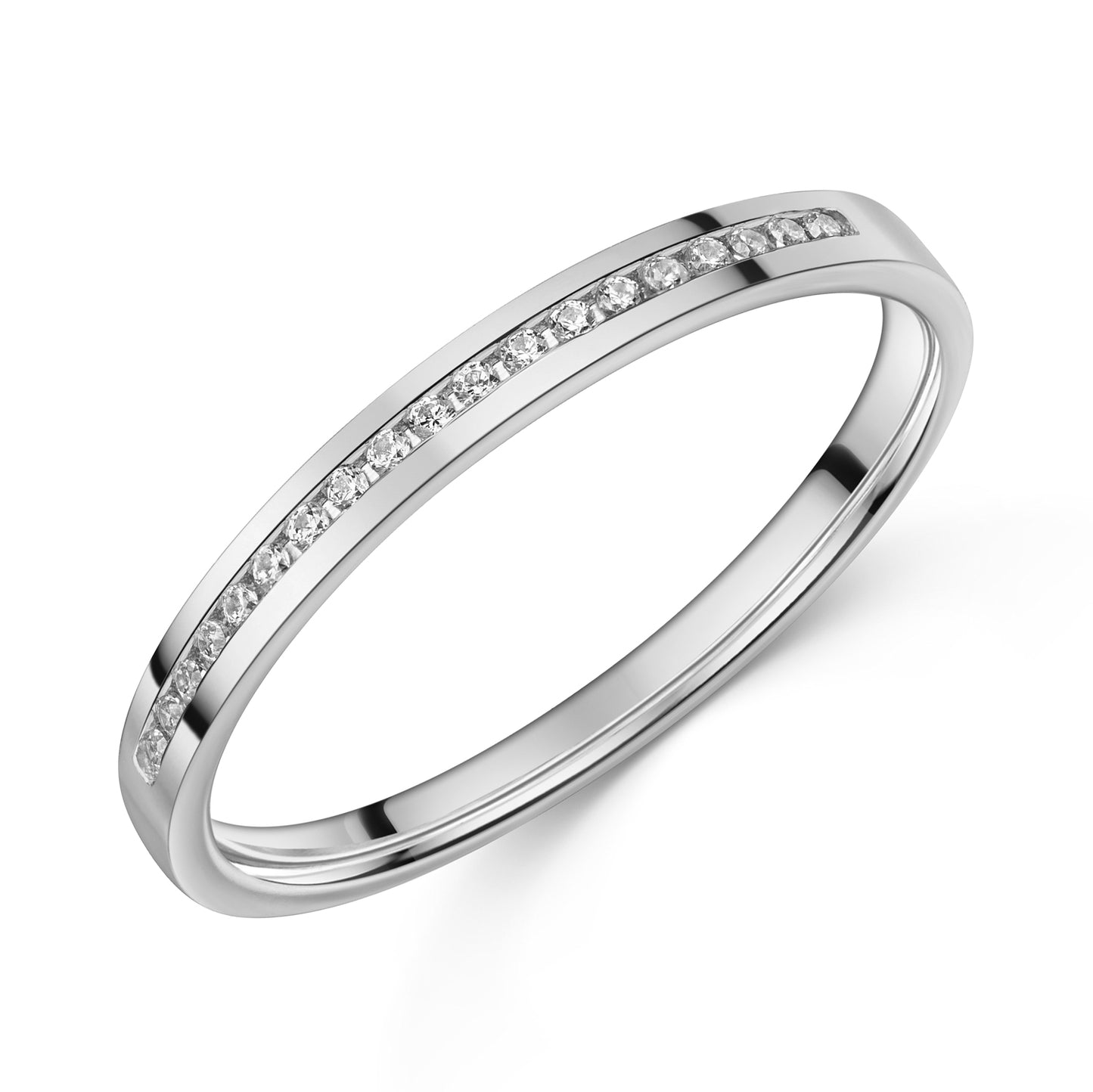 Lovebird memory ring with 17 zirconia white gold 333/000