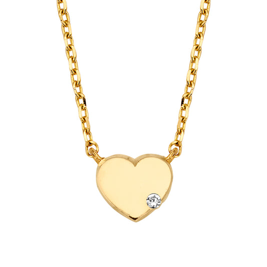 Necklace heart with zirconia gold 585/000