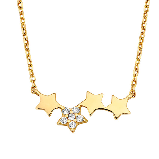 Necklace stars/zirconia gold 585/000