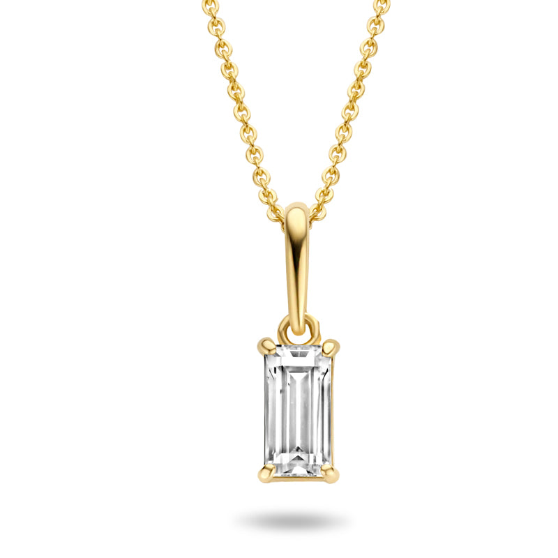 Necklace with pendant zirconia in baguette shape gold 585/000