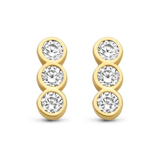 Stud earrings with 6 zirconia gold 585/000