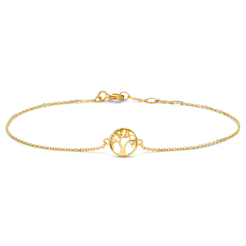 Armband mit Zwischenteil Lebensbaum in Kreis Gold 585/000