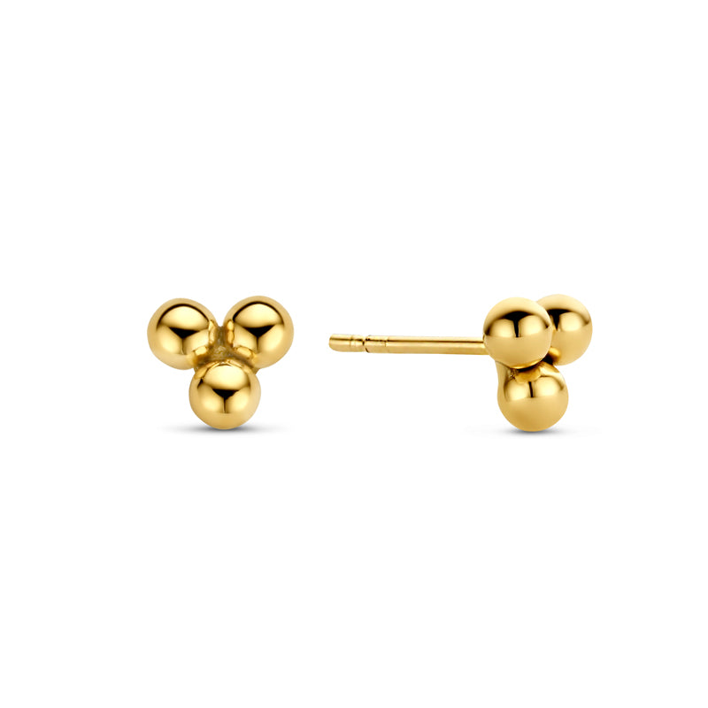 Stud earrings 3 balls gold 585/000
