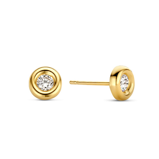 Stud earrings zirconia 3mm gold 585/000