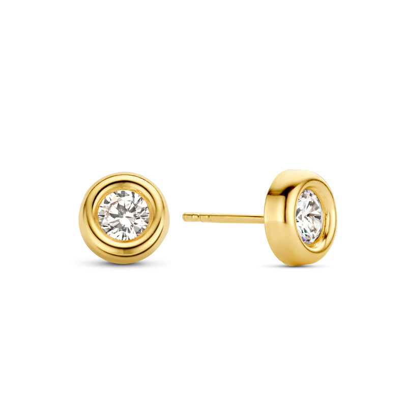 Stud earrings zirconia 4mm gold 585/000