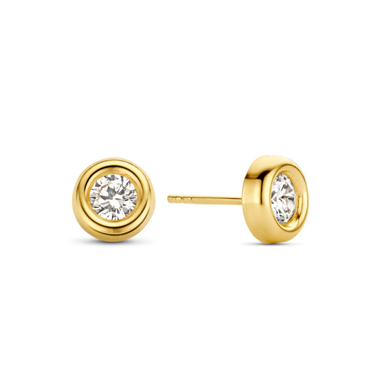 Stud earrings zirconia 4mm gold 585/000