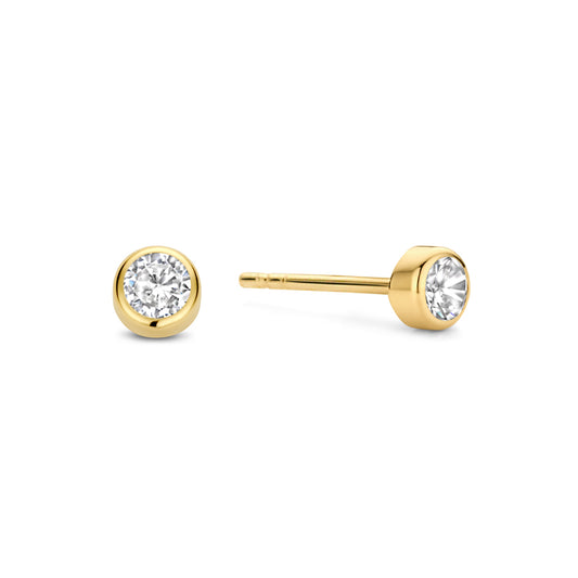 Stud earrings zirconia 3mm gold 585/000