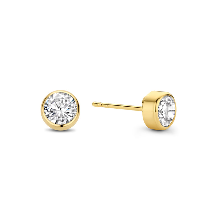 Stud earrings zirconia 5mm gold 585/000