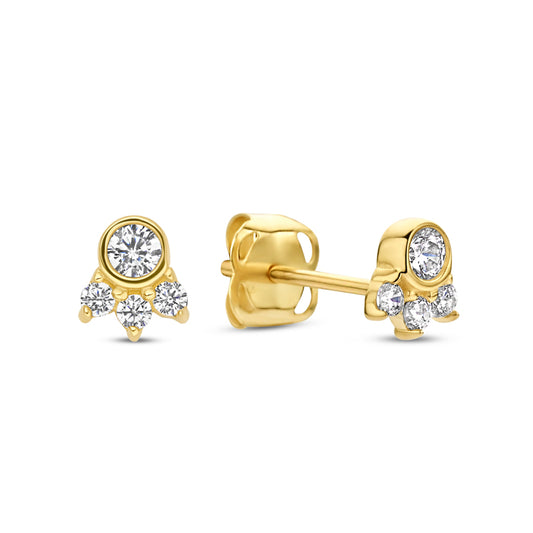 Stud earrings with 8 zirconia gold 585/000