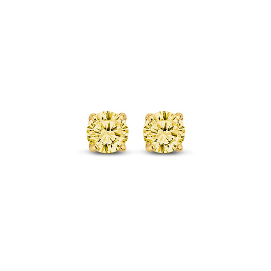 Stud earrings zirconia yellow 3mm gold 585/000