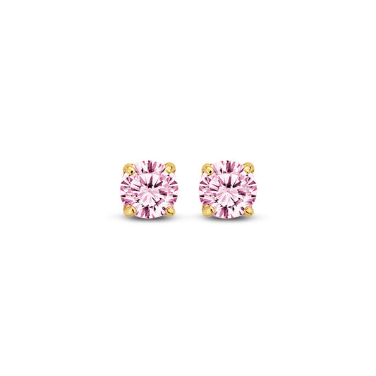 Stud earrings zirconia pink 3mm gold 585/000