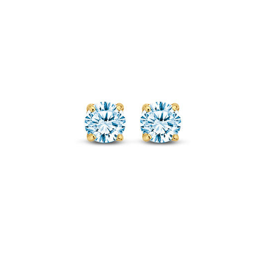 Stud earrings zirconia aqua 3mm gold 585/000