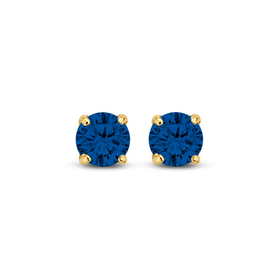 Stud earrings zirconia blue 4mm gold 585/000
