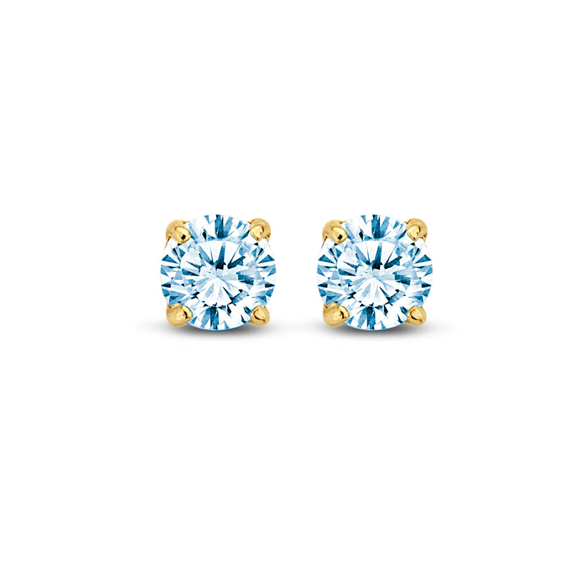 Stud earrings zirconia aqua 4mm gold 585/000