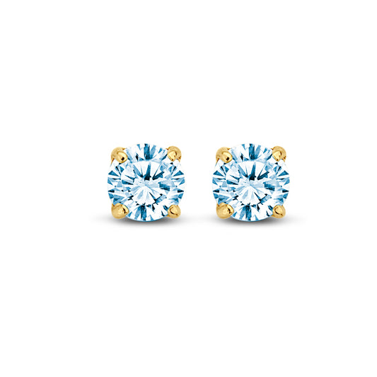 Stud earrings zirconia aqua 4mm gold 585/000