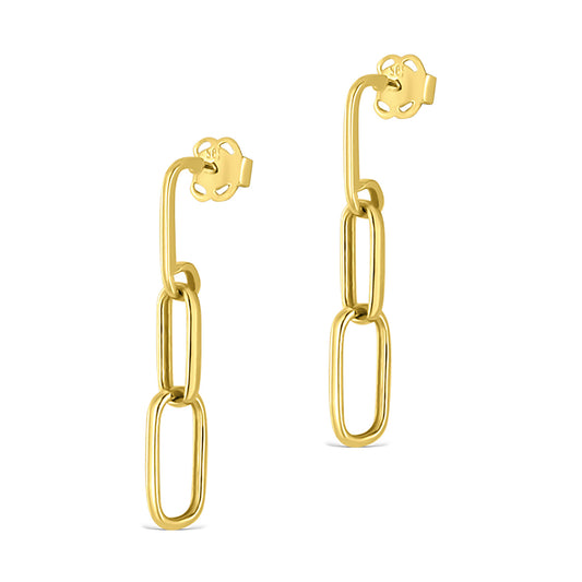 Stud earrings 2 chain links gold 585/000