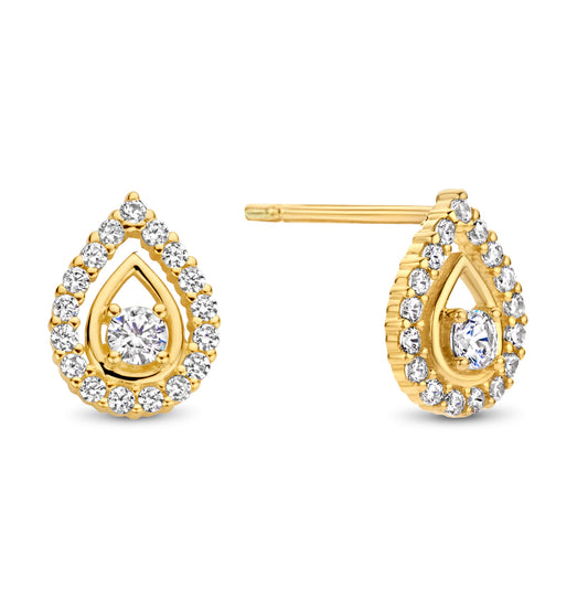 Stud earrings with 36 zirconia gold 585/000