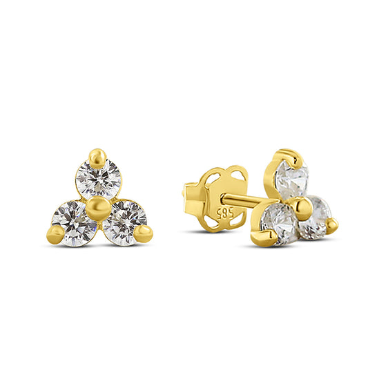 Stud earrings with 6 zirconia gold 585/000