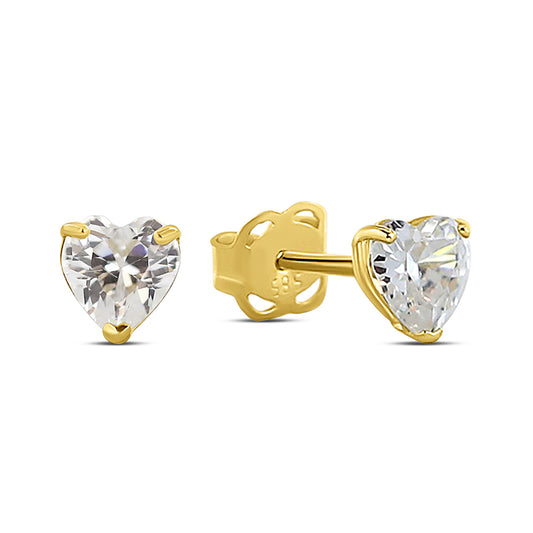 Stud earrings heart zirconia white gold 585/000