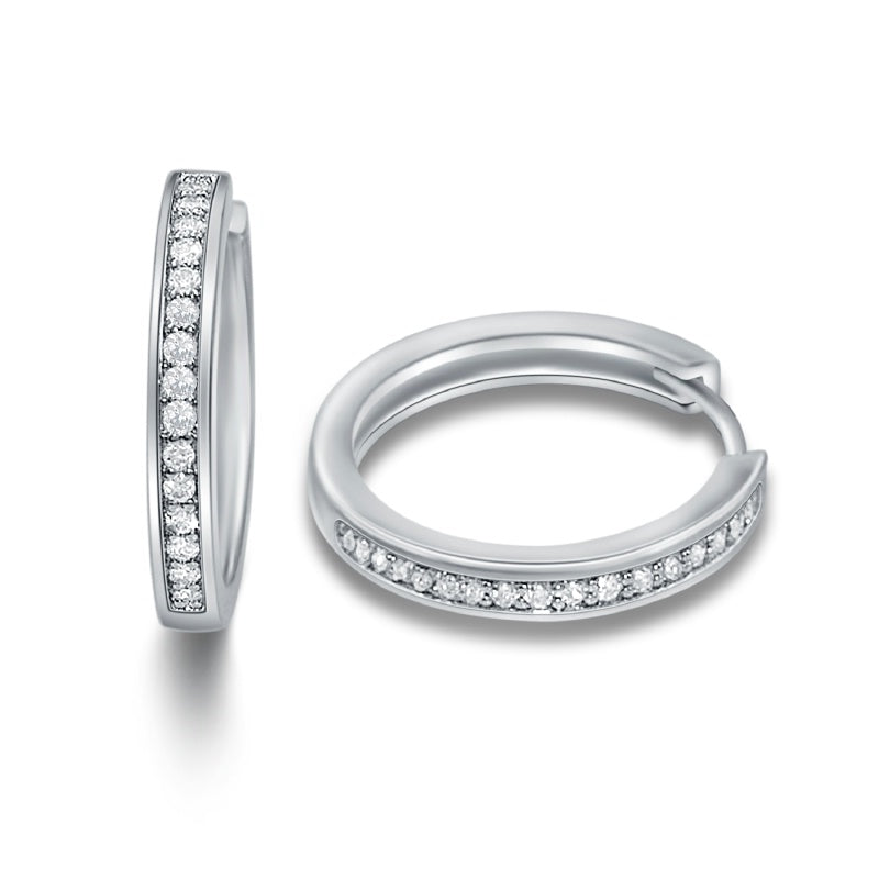 Lovebird Klappcreolen mit 30 Zirkonia 101 Facetten Silber 925/000