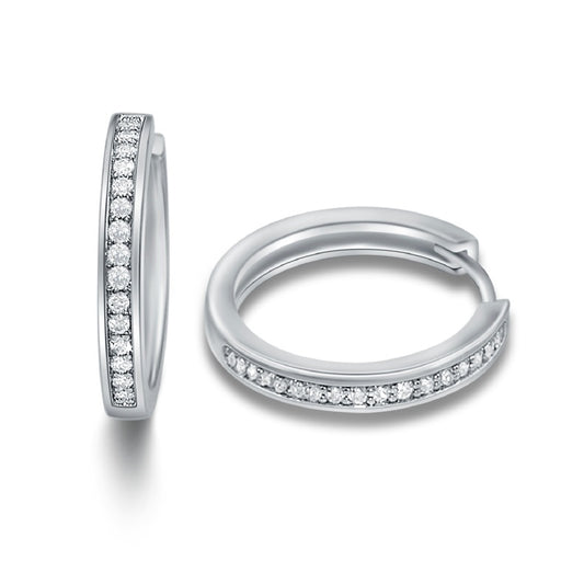 Lovebird Klappcreolen mit 30 Zirkonia 101 Facetten Silber 925/000