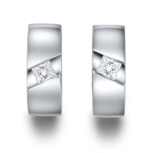 Lovebird Klappcreolen mit Zirkonia Princess Cut Silber 925/000