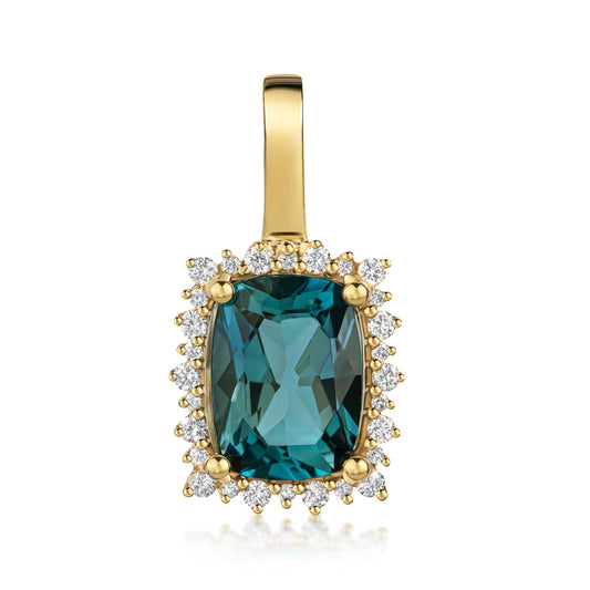 Lovebird Anhänger London Blue Topas & 28 Brillanten 0.10 ct. Gold 585/000