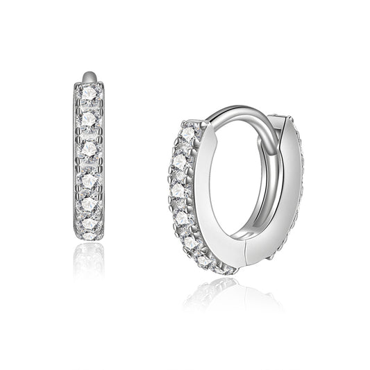 Lovebird Klappcreolen 11/1.8mm mit 26 Zirkonia Silber 925/000