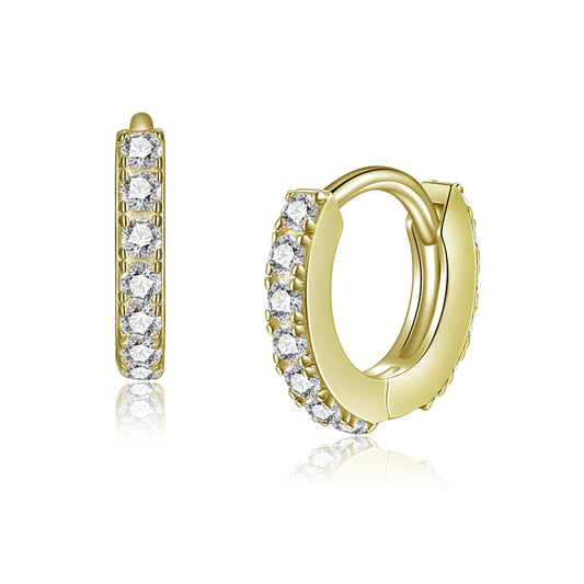 Lovebird Klappcreolen 11/1.8mm mit 26 Zirkonia Silber 925/000 vergoldet