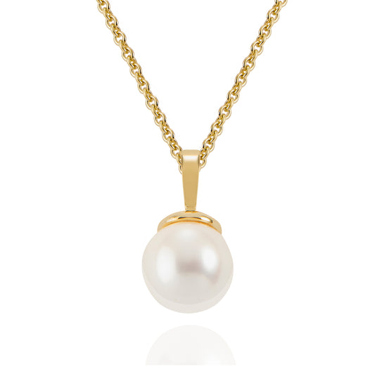 Lovebird necklace with freshwater cultured pearl 7.5-8mm silver 925/000 gold plated